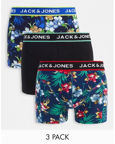 Jack & Jones – 3er-pack geblümte unterhosen - Mehrfarbig