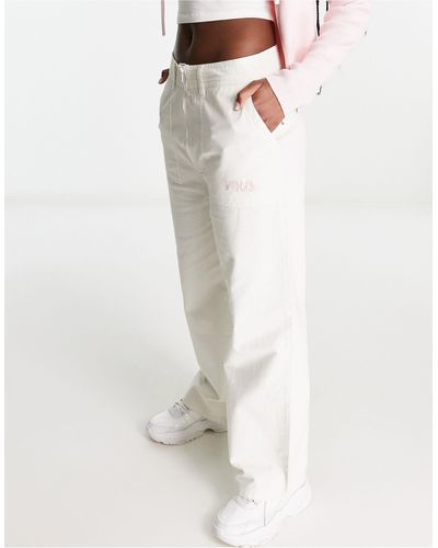 Fila Contrast Stitching Cargo Pants - White
