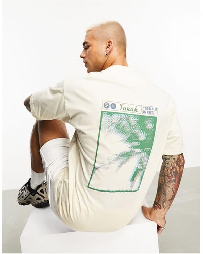Farah Ashley Palm Tree Graphics Back Print Relaxed Fit T-shirt - Green