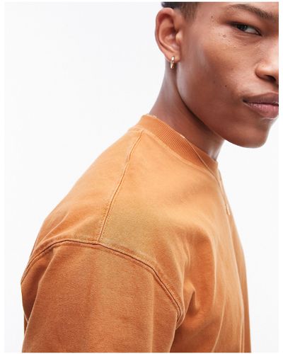 TOPMAN Camiseta color óxido lavado extragrande - Naranja