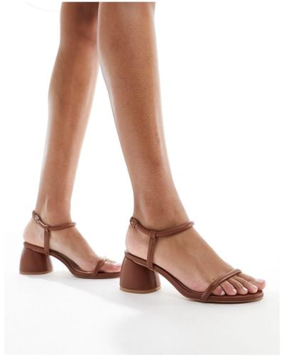 London Rebel Minimal Strap Heel Sandals - Brown