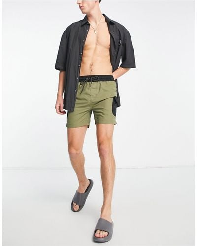 Threadbare Legian - pantaloncini da bagno kaki con tasche - Verde