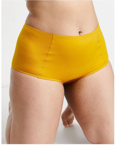 Monki High Waisted Bikini Bottoms - Yellow