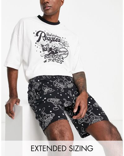 ASOS Pajama Set With T-shirt And Shorts - White