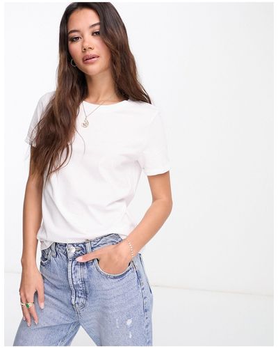 Vero Moda T-shirt With Fold Up - White