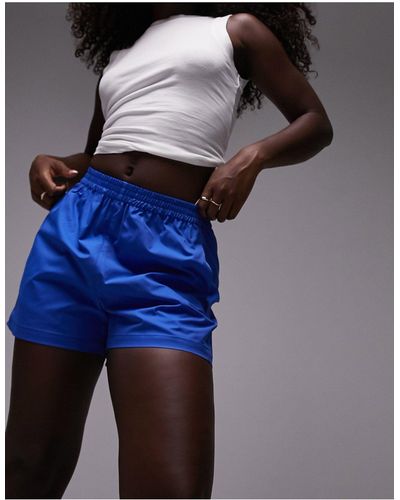 TOPSHOP Hourglass – superkurze nylon-shorts im läufer-design - Blau