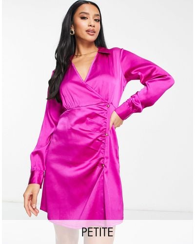 New Look Tie Side Collared Shirt Dress - Pink