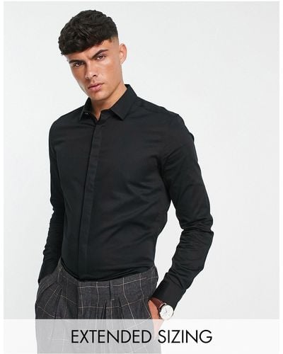 ASOS Premium Slim Fit Sateen Shirt - Black