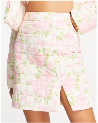 Miss Selfridge Floral Print Puffer Mini Skirt - Multicolour