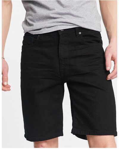 SELECTED Cotton Slim Fit Denim Shorts - Black