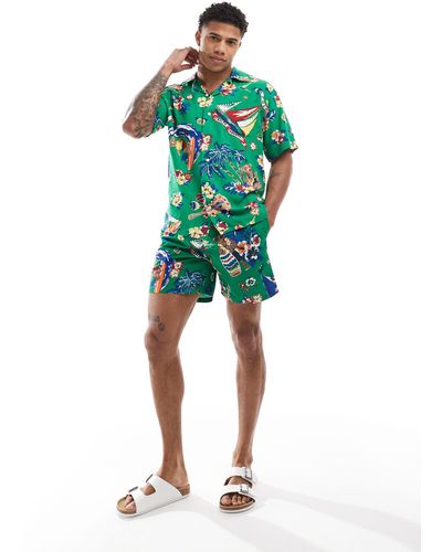 Polo Ralph Lauren Traveller Surf Bear Print Swim Shorts - Green