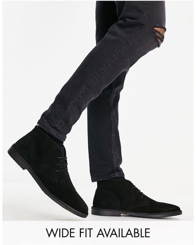 ASOS – schnür-boots aus em wildleder - Schwarz