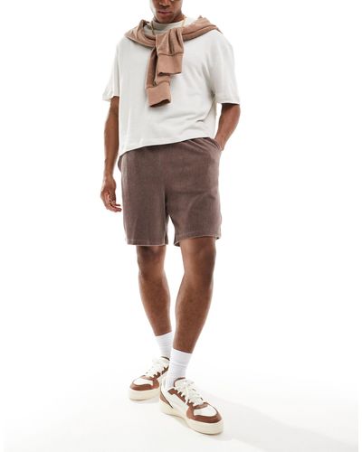 ASOS Oversized Ribbed Velour Shorts - Natural