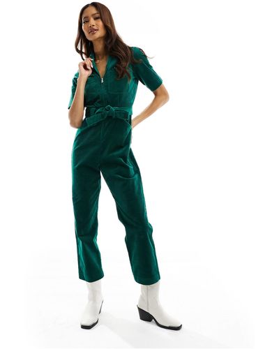 & Other Stories Belted Corduroy Jumpsuit - Green