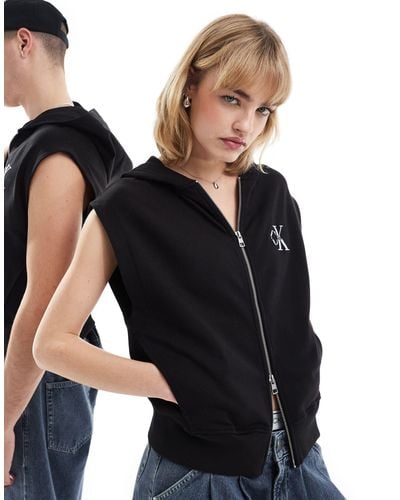 Calvin Klein Unisex Sleeveless Vest Hoodie - Black