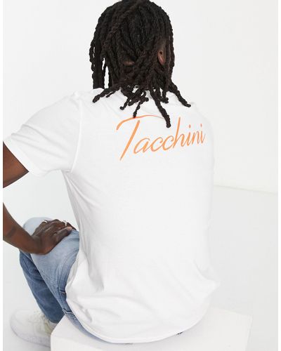 Sergio Tacchini Camiseta blanca con estampado en la espalda y logo exclusiva en asos - Blanco