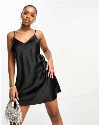 Miss Selfridge Satin Slip Mini Dress - Black