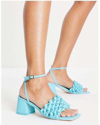 Public Desire Got This Block Heeled Sandals With Woven Detail - Blue