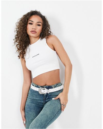 Sixth June Ribbed Crop Top - White