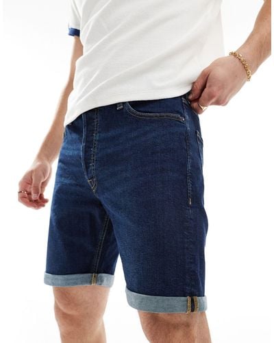 Jack & Jones – locker geschnittene jeans-shorts - Blau