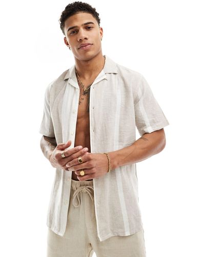 Only & Sons Revere Collar Linen Mix Shirt - White