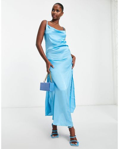 Bardot Ax Paris Satin Slip Dress - Blue