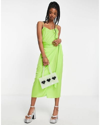 Style Cheat Satin Cami Top Co-ord - Green