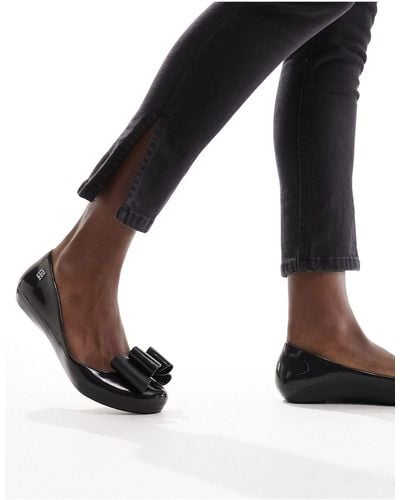 Zaxy Pop Bow Classic Flat Shoes - Black