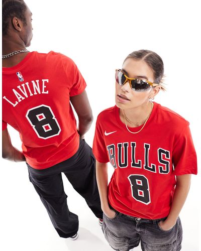 Nike Basketball Camiseta roja básica unisex con diseño - Rojo