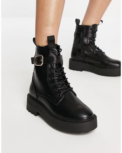 ASOS Alix Chunky Lace Up Ankle Boots - Black