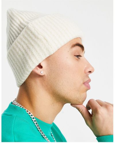 ASOS Lambswool Rib Beanie With Deep Turn Up - Multicolour