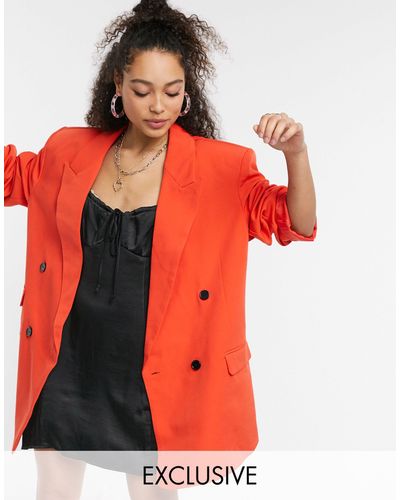 Collusion Oversized Double-breasted Dad Blazer - Rood
