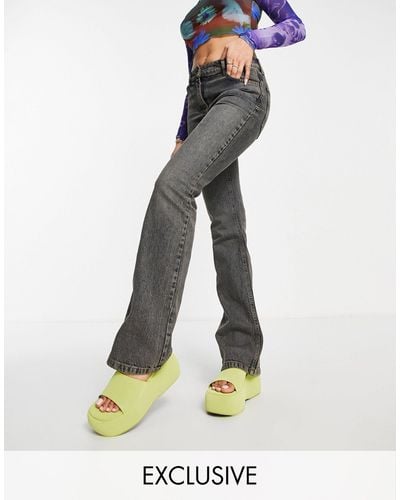 Collusion X008 - jeans rigidi a zampa a vita medio alta lavaggio effetto sporco stile y2k - Marrone