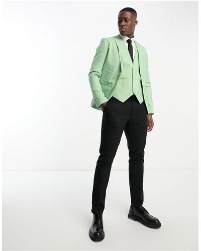Bolongaro Trevor Wedding Plain Skinny Suit Jacket - Green