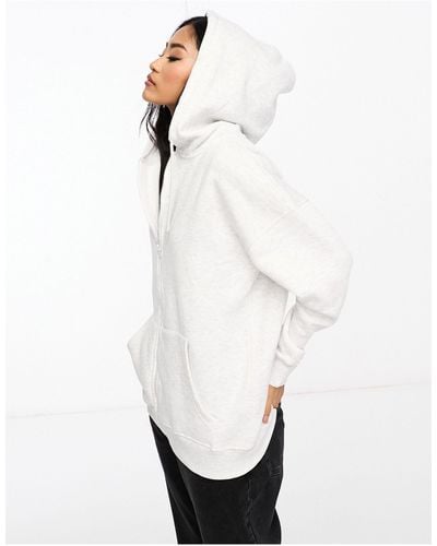 New Look Zip Through Oversized Hoodie - White