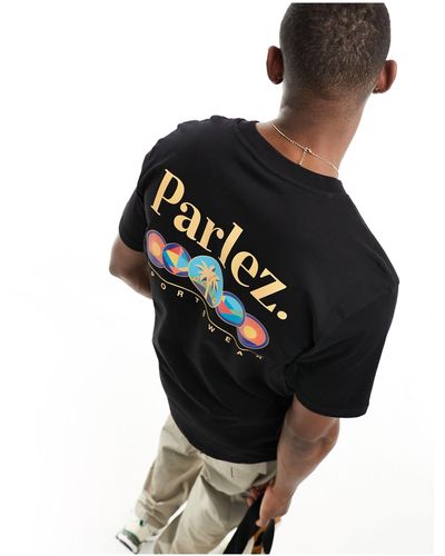 Parlez Cotton Embroidered Short Sleeve T-shirt - Black