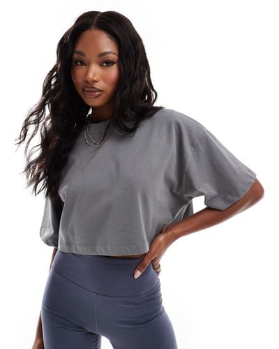 ASOS 4505 Icon Boxy Heavyweight Cropped T-shirt With Quick Dry - Grey