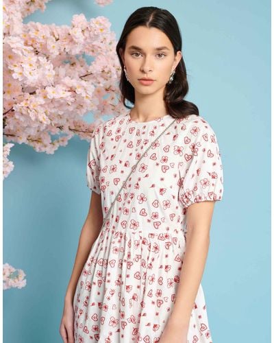 Sister Jane Heart And Flower Embroidered Midaxi Dress - White