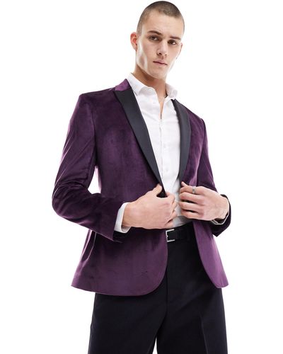 ASOS Skinny Velvet Blazer - Purple