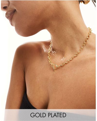 Orelia Collar con eslabones efecto cordón entrelazados y colgante - Marrón