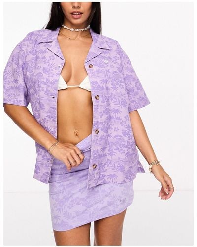 Roxy Surf Kind Kate Beach Shirt - Purple