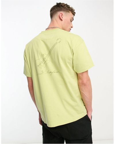 Pretty Green Linear guitar - t-shirt décontracté imprimé au dos - clair - Jaune