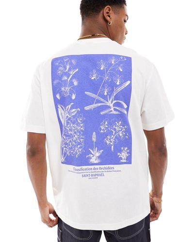 Only & Sons Relaxed Fit T-shirt With Floral Back Print - Blue