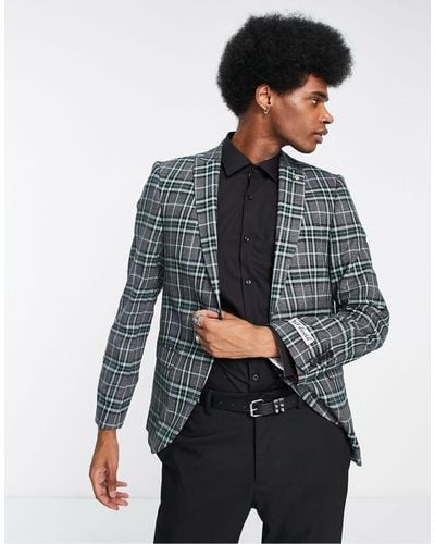Twisted Tailor Ladd - giacca da abito grigia e a quadri scozzesi - Grigio