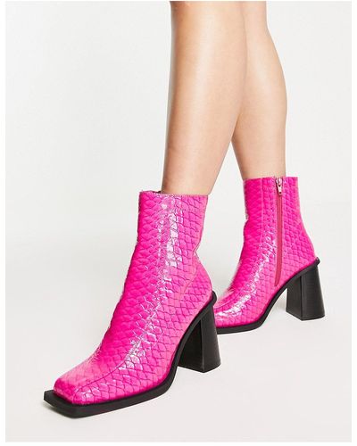 Daisy Street Exclusive Heeled Boots - Pink