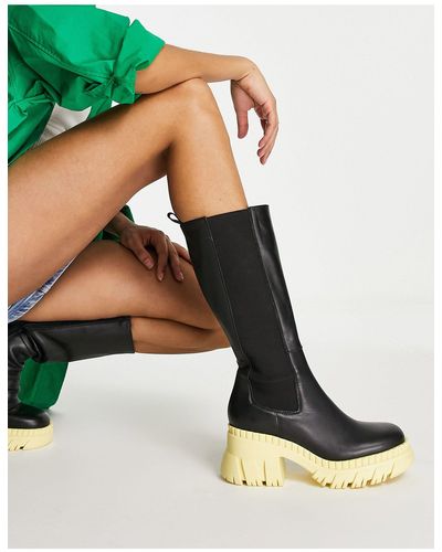 ASOS Capricorn Premium Leather Chunky Chelsea Knee Boots - Multicolour