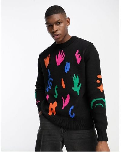 Wesc Abstract Print Knitted Jumper - Red