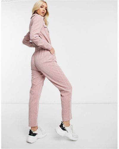 Missguided – Utility-Jumpsuit aus Cord - Pink