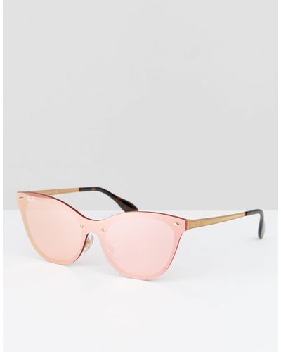 Ray-Ban Ray ban - occhiali da sole a occhi di gatto con lenti piatte a specchio - Rosa
