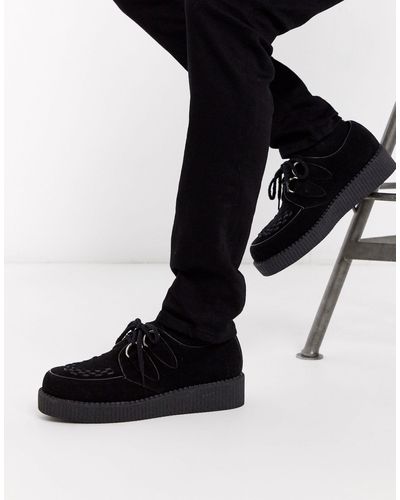 Truffle Collection Lace Up Creeper - Black